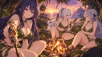 Stranded With Anime Hotties!? The Primitive Valkyrie Survival Guide Ft. Kiana, Mei & Bronya
