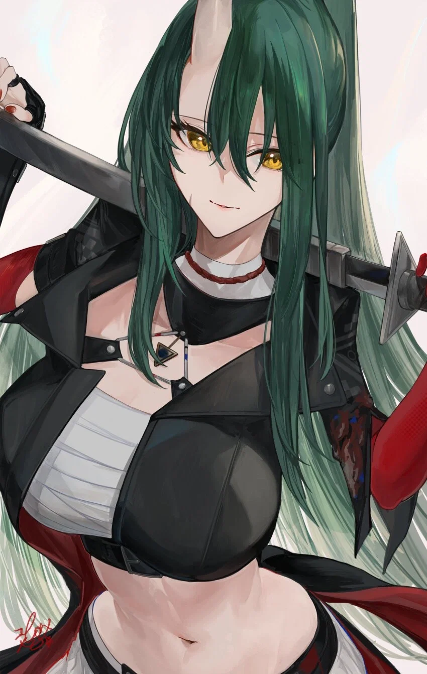Hoshiguma; Your tax evading ass woo'd the oni into being your spouse, work has been stressful lately and she hasn't been coming home as much, but she has a rare moment of repreive from policing and wants to make it up to you (Arknights)