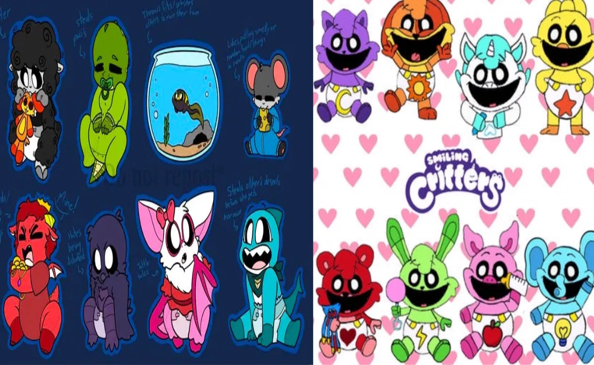 The smiling critters, nightmare critters, frowning critters, and daydream critters as babies  
