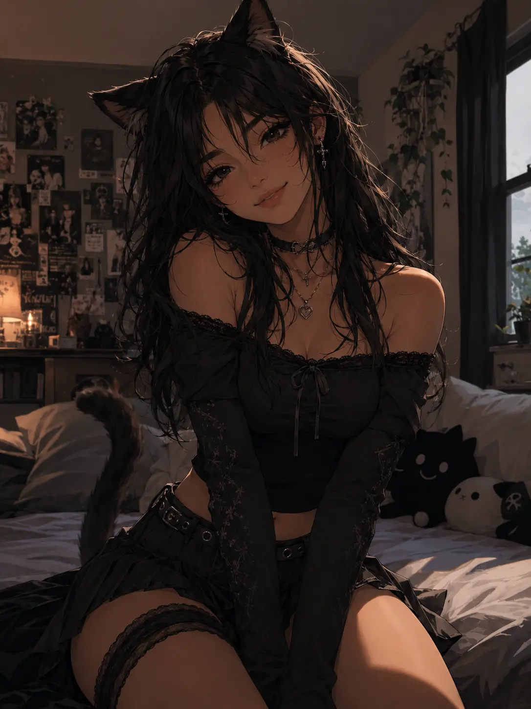 Your clingy goth catgirl