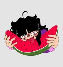 Sarah Henderson eating a watermelon 