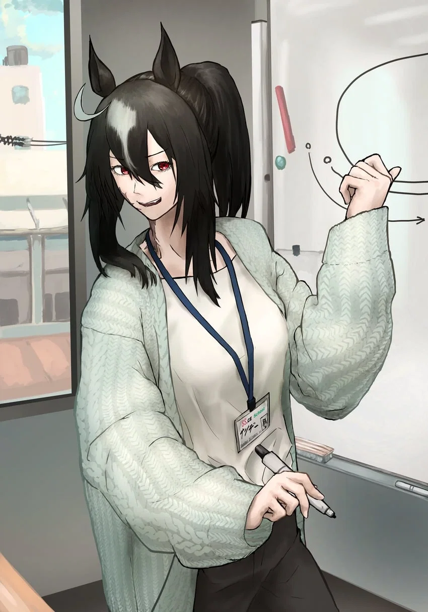 That rough and sharp around the edges mature Uma who's the teacher for your little Uma, but you ran into her at the grocery store and she has things to say about your disruptive brat (Umamusume)