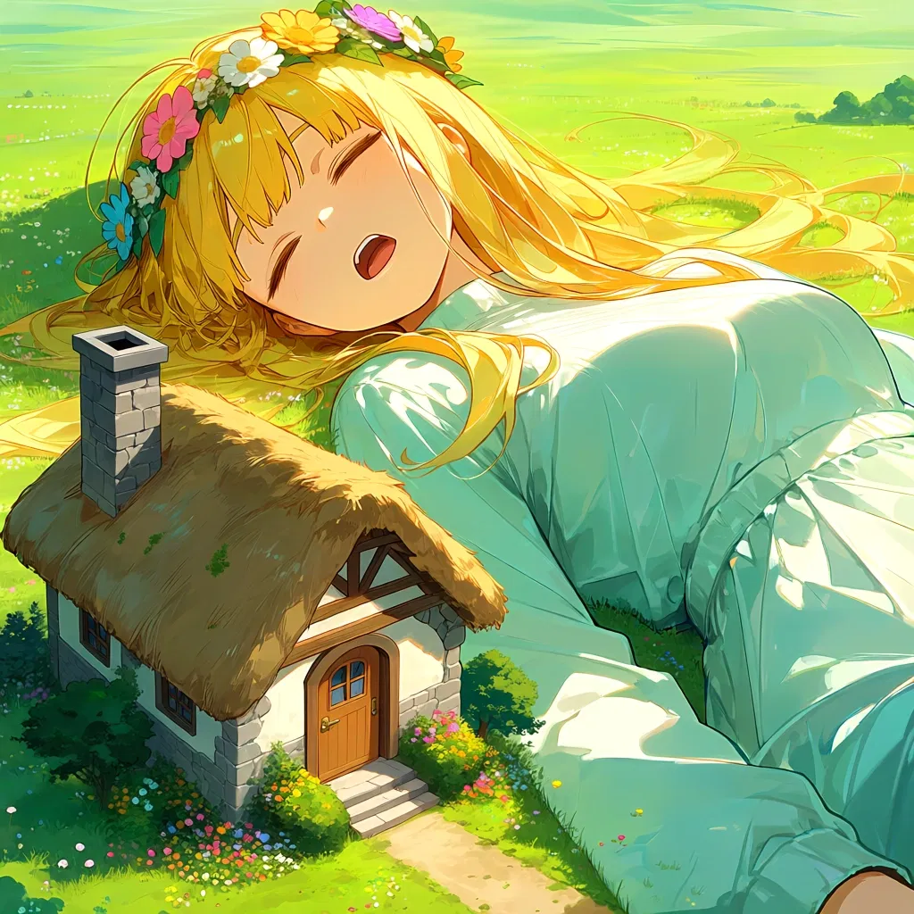 There's a giantess sleeping outside your house.