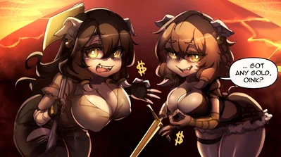 Grilda & Rutta - Piglins hungry of GOLD - WaifuCraft - Minecraft Anime