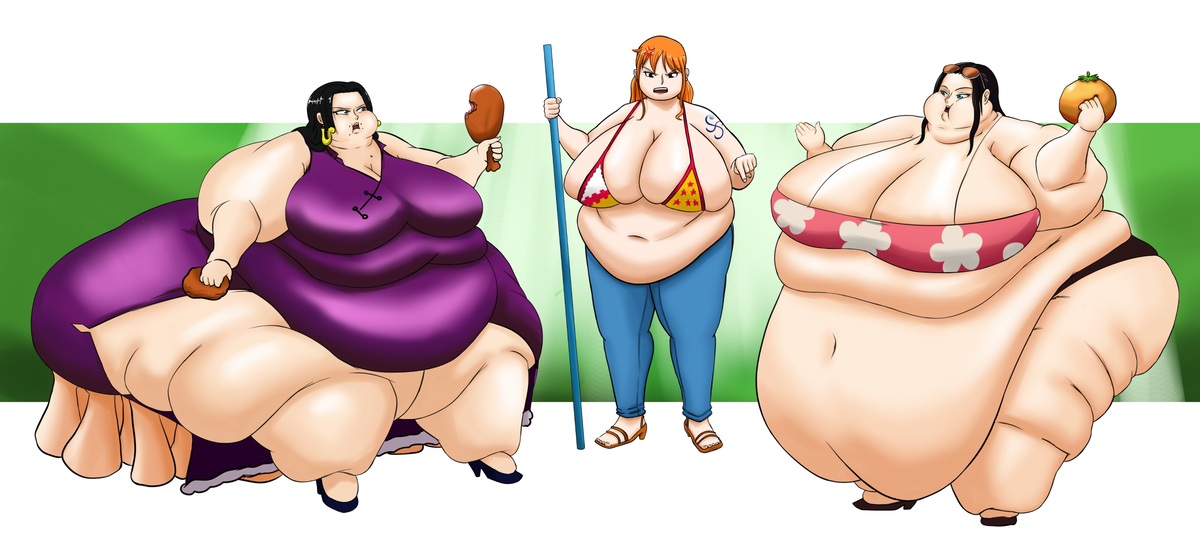 Fatso Piece| Trapped with an fattening island with  Robin, Nami and Boa.