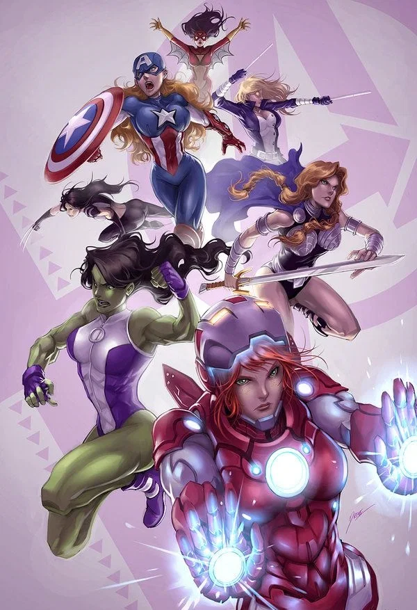 Virginia "Pepper" Potts, She-Hulk, X-23, American Dream, Mockingbird, Spider-Woman