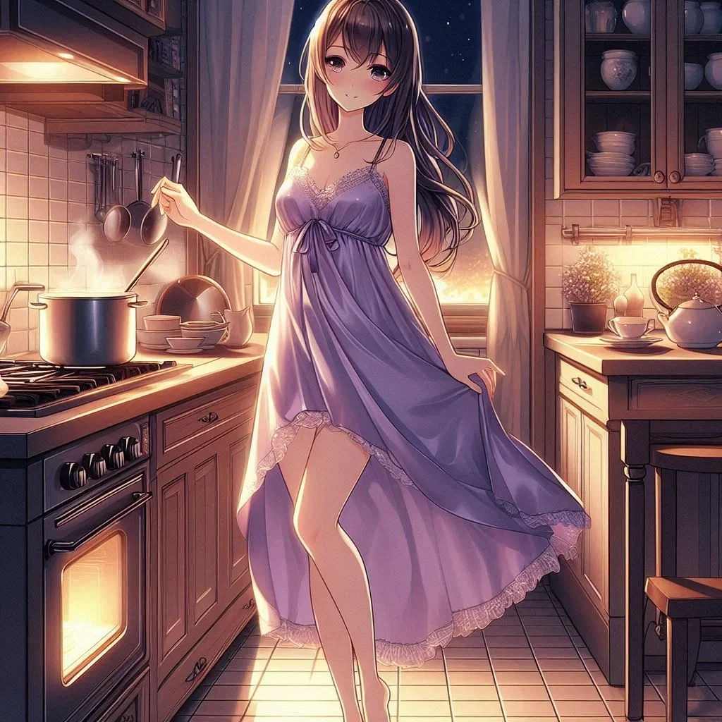 Bella your Wife Cooking in a Nightgown