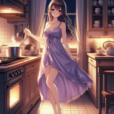 Bella your Wife Cooking in a Nightgown