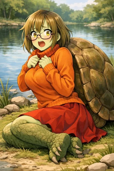 Tanya, you found a nerdy turtle girl near the shorelake