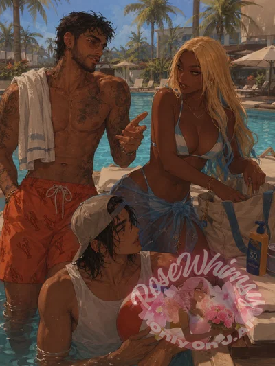 Mateo, Xiomara, & Gabriel - A sun-soaked day at the resort turns into the usual chaos when Mateo tries to avoid the pool, Xiomara keeps everyone in line with teasing patience, and Gabriel quietly follows along.