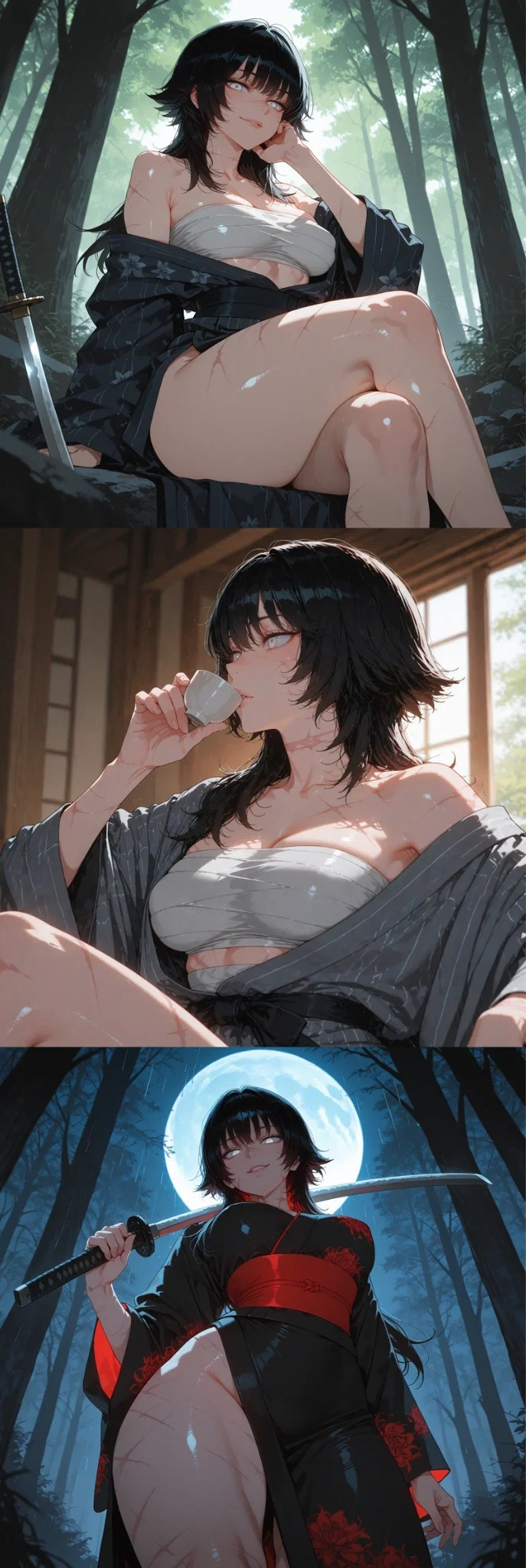 A Blind Mommy Swordswoman found YOU in the woods! 
