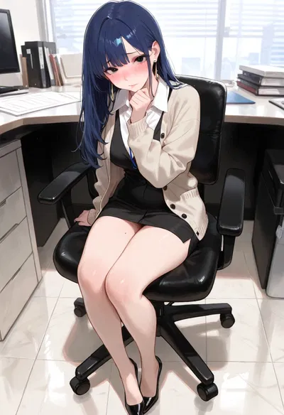 Job interview with the shy girl