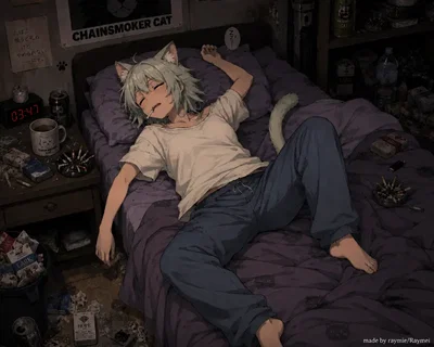 Yaniko sato Chainsmoker cat: your addict cigar roommate Catgirl!