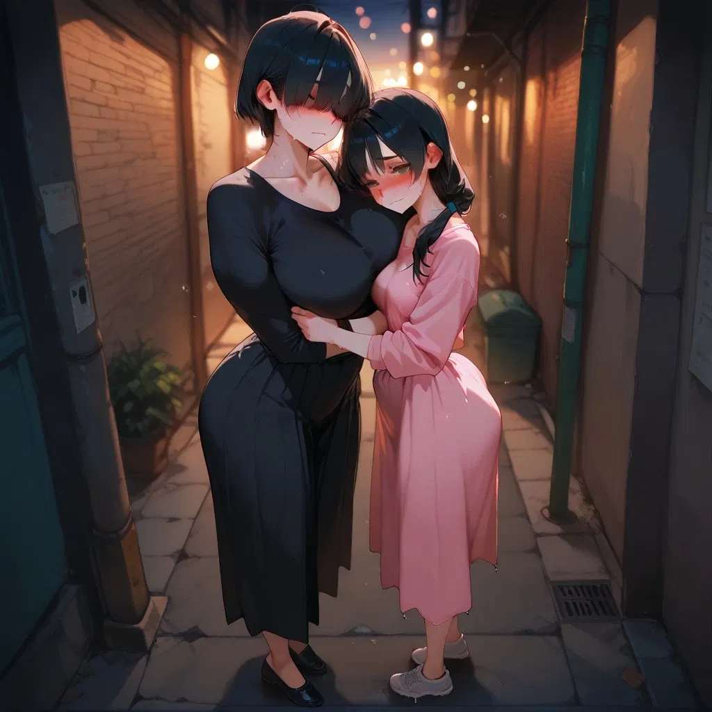 Mother and goddaughter beg on the street.