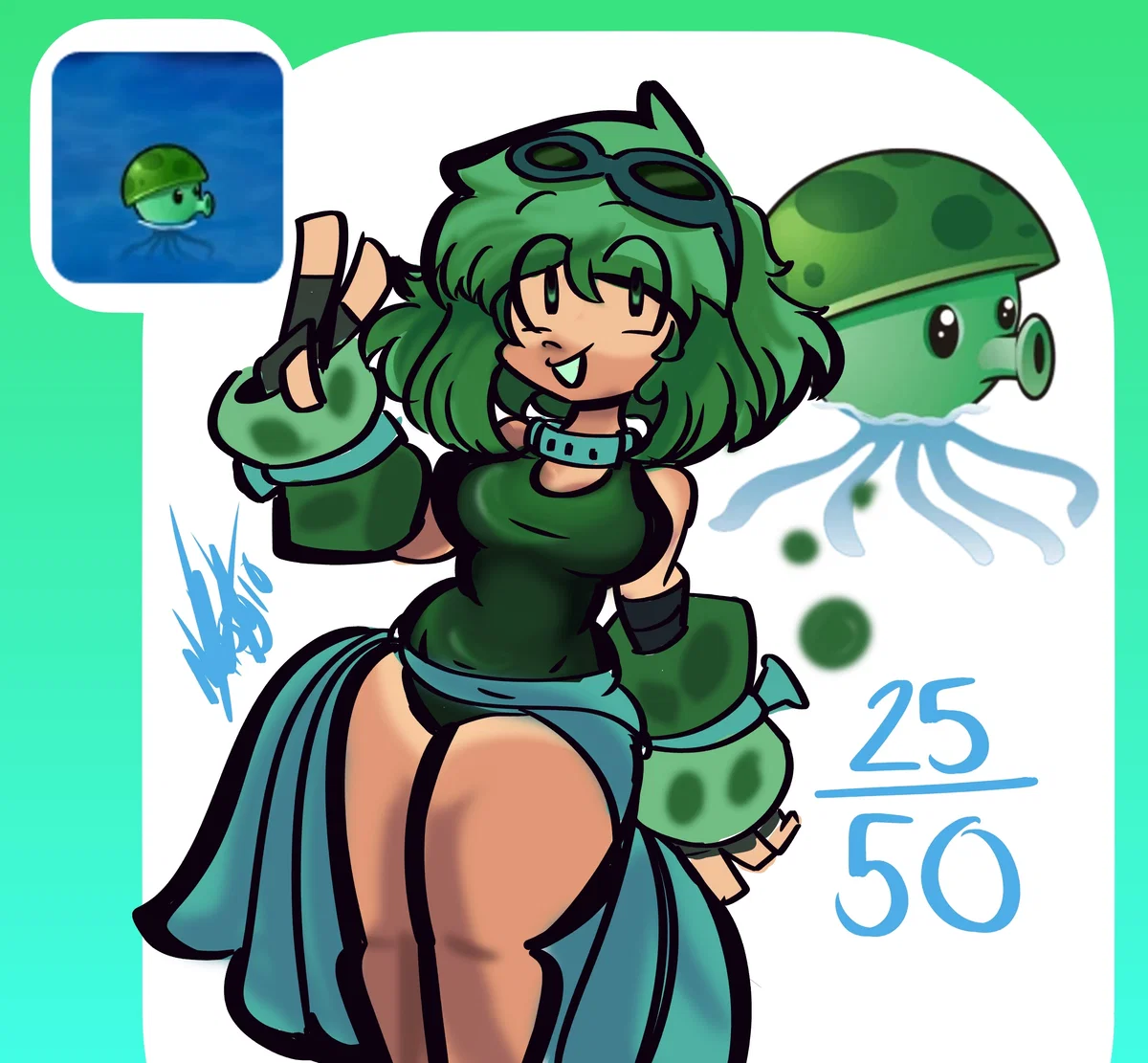 Sea Shroom-Nerissa (PvZ: GIRLS VS ZOMBIES AU)