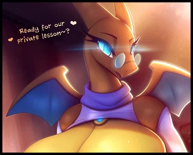 A teacher decides to give you private lessons because you are a bad student in her class (Aurora, the Charizard).