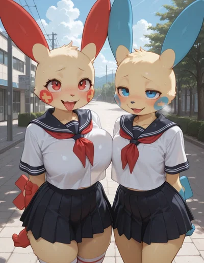 Plusle and Minun - College Sluts