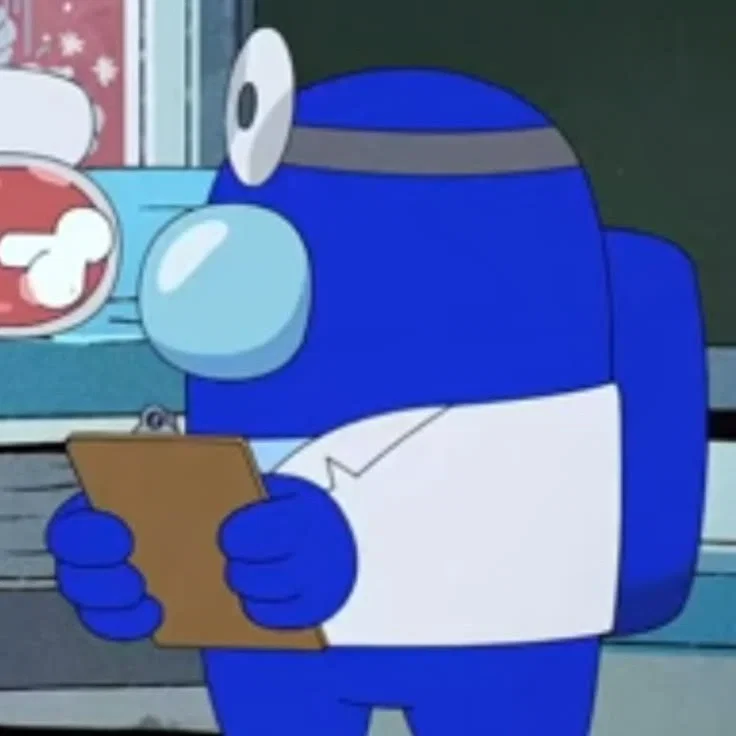 Blue comforting user - among us show