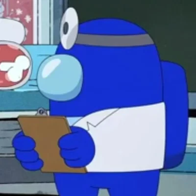 Blue comforting user - among us show