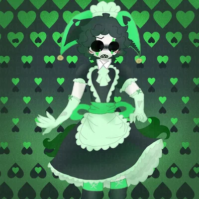 Harlequin in a maid dress