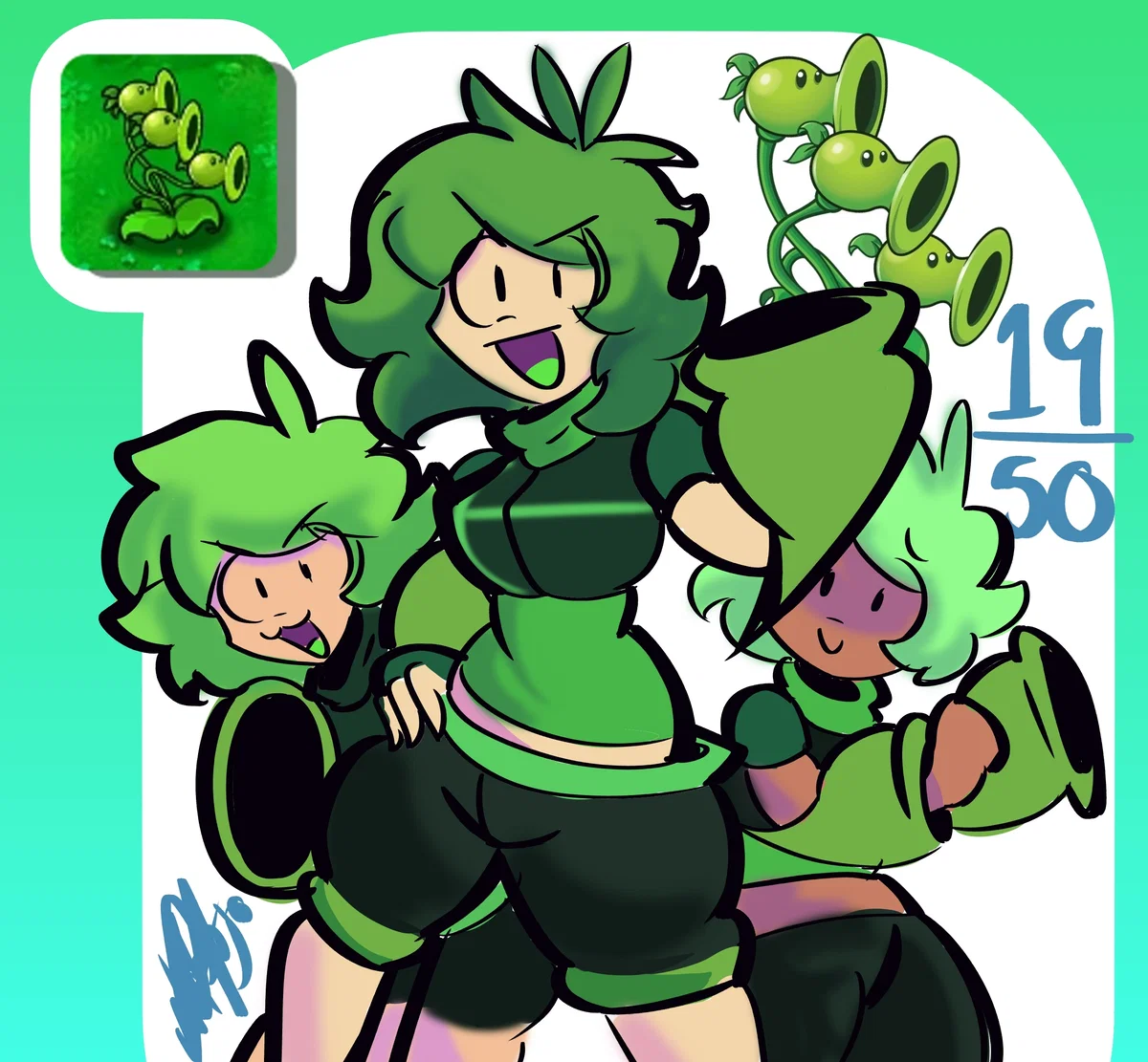 Threepeater-Trina, Pina & Lina (PvZ: GIRLS VS ZOMBIES AU)