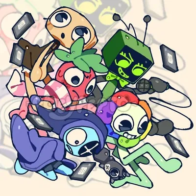 The Main Toons — Dandy Dandicus, Astro Novalite, Sprout Seedly, Shelly Fossilian, Vee Version 1