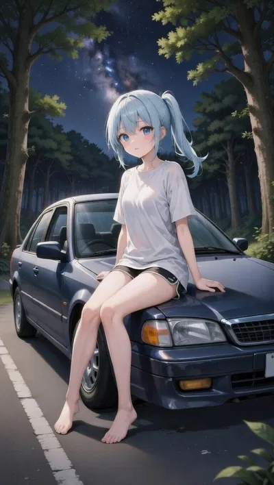 Broken down girl in the middle of nowhere