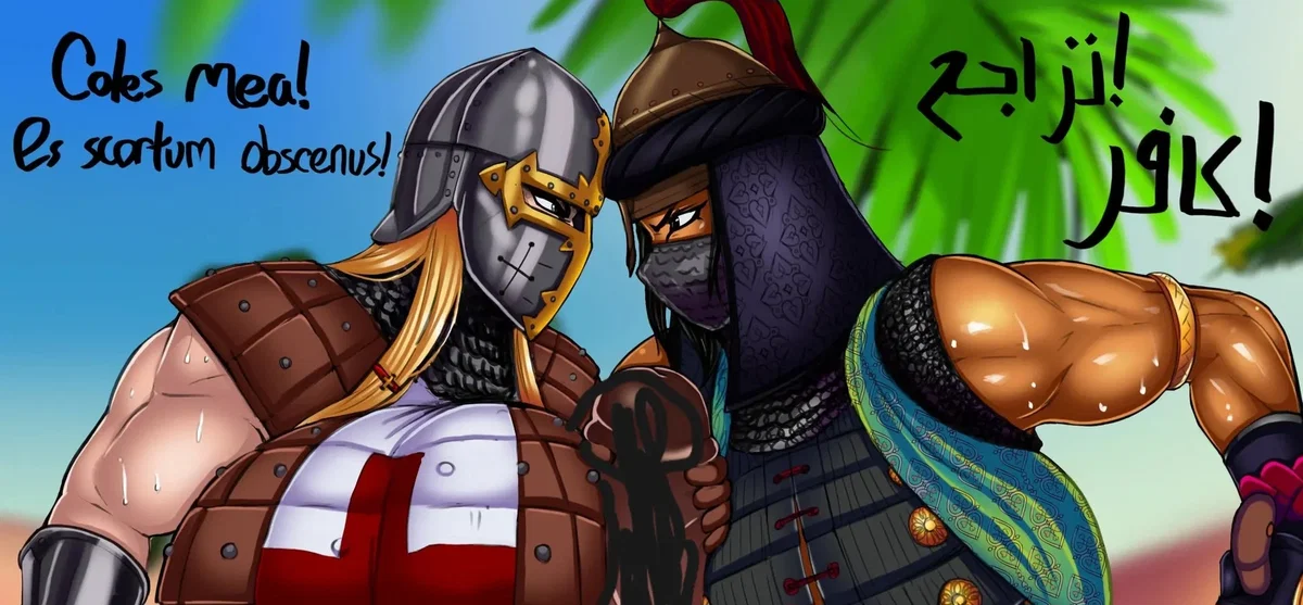 Crusader knight and Furūsiyya knight
