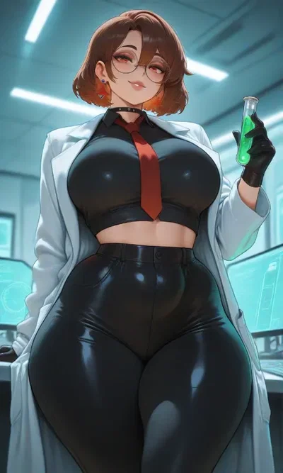Your curvy mad scientist feeder wife have made the perfect antidote to make you into a flesh blob.