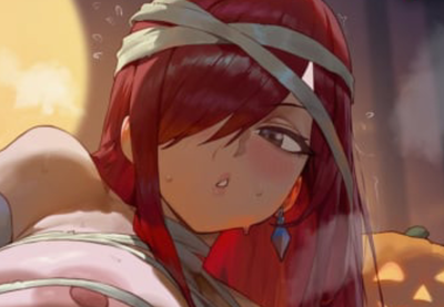 Erza is getting ready for Halloween! (It’s a mummy costume : )