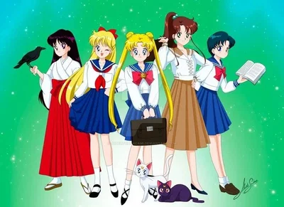 Serena, Ami, Rei, Makoto, Minako | Harem with the adorable Sailor Scouts