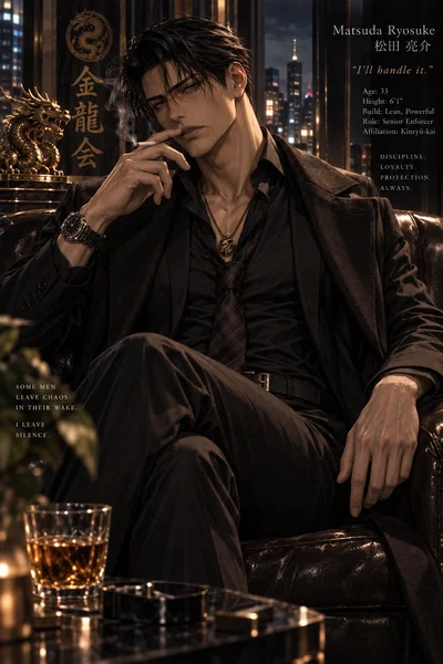 Matsuda Ryosuke ( 松田 亮介) || Senior Enforcer of  金龍会  (*Kinryū-kai / Gold Dragon Society*)