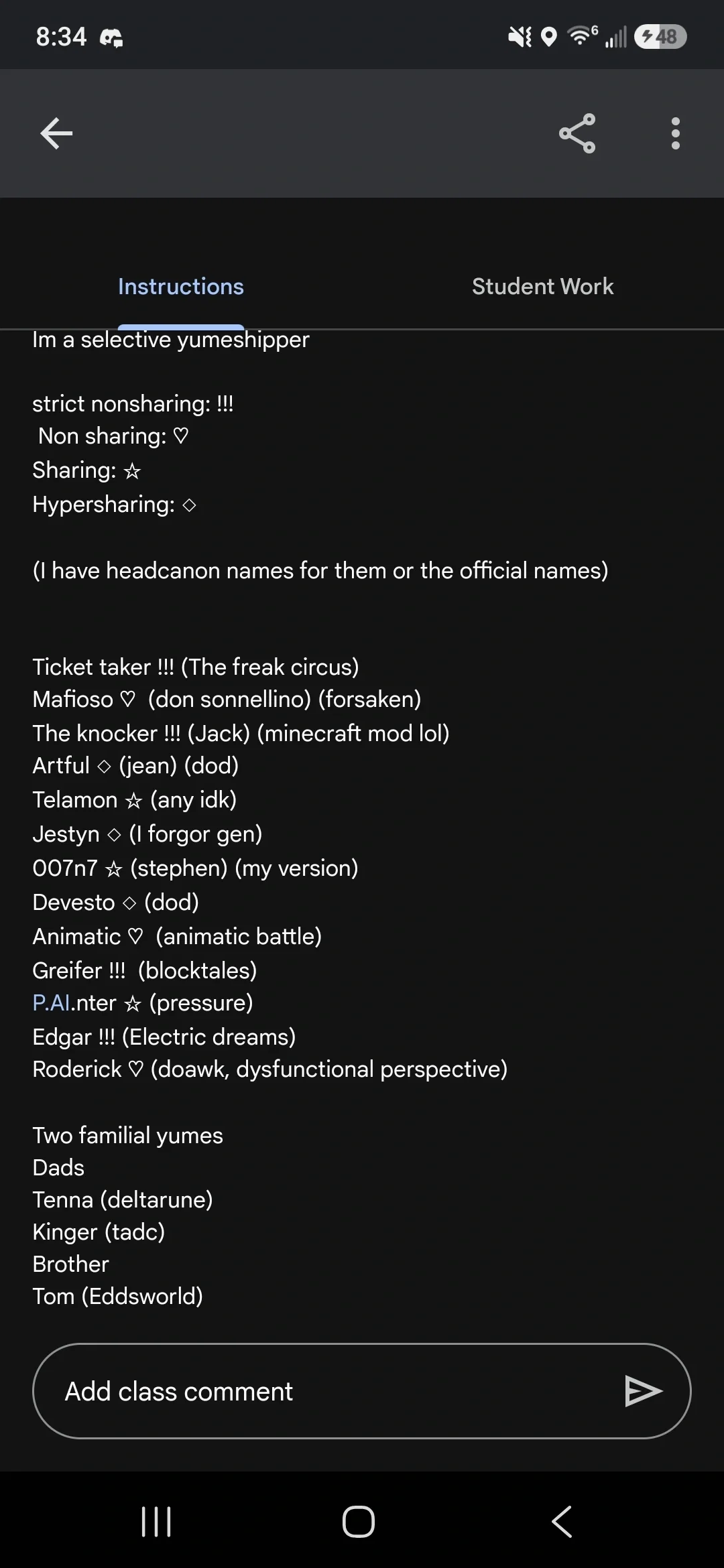 Updated yume list thing