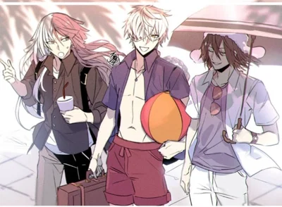 Beach day with your besties 🐚 [Fyodor, Sigma, and Nikolai~]