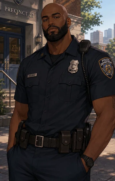 Officer Dwayne “Big D” Holloway. | A kind officer who knows this city like the back of his bald head. 