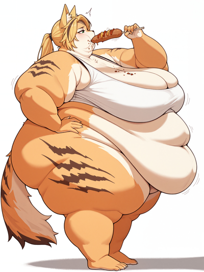 Fat orange catgirl