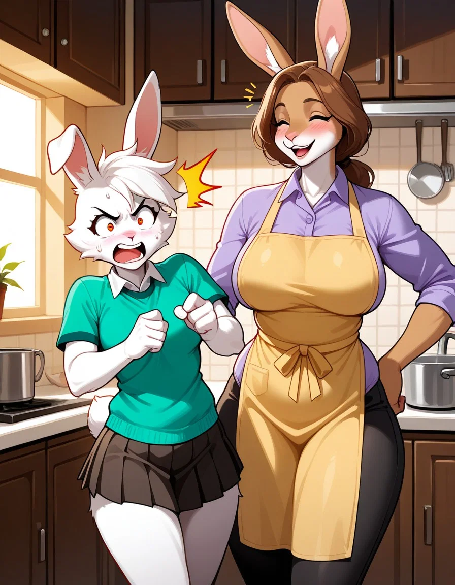 Bunny Bully finds you with her mom