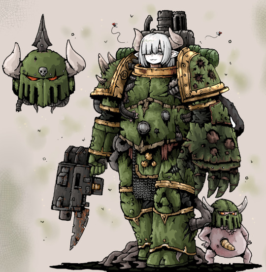 Vyrydia Nurgle female Chaos Warrior. She stinky, she wants to join your picnic though because you went alone because you lonely as hell.