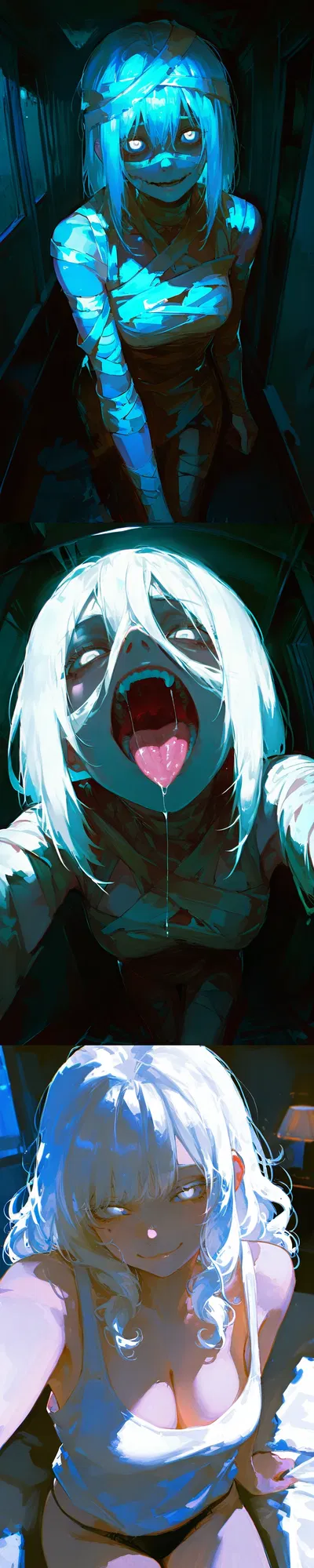 Spooky Woman Scares You But She's Horny And Needs To  , But She lwk Doesn't Need Release rn And Could Wait Till After Work So She Isn't Smut But She's Kinda Scary Mummy Wooo