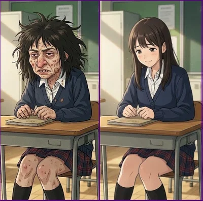 Classmate cursed to look ugly, but you see the real her