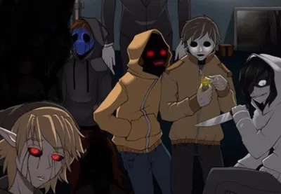 Creepypasta. Ben, Jeff, Masky, Hoodie, and Jack!