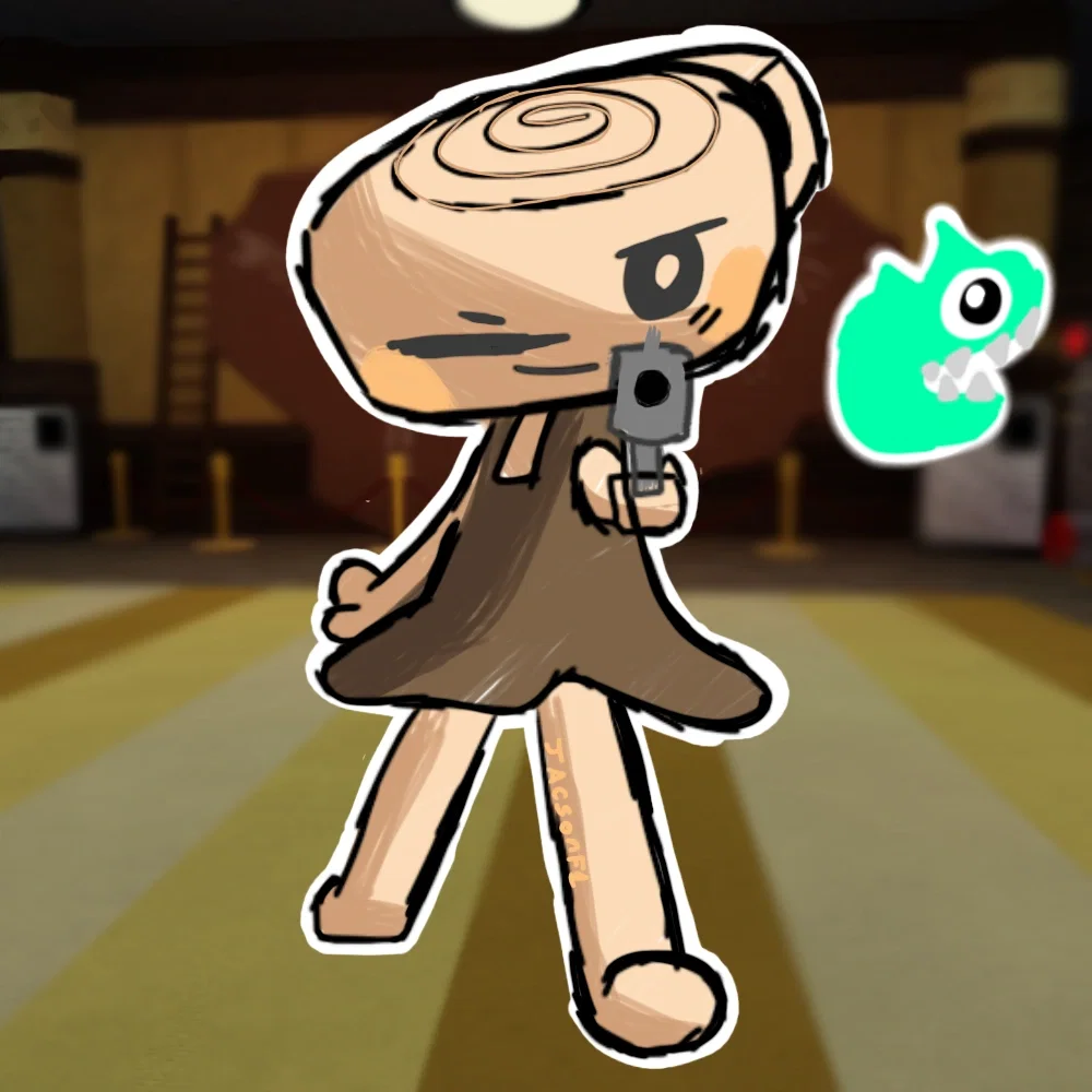 Shelly with a gun