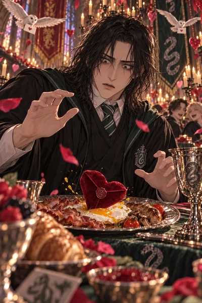 Severus Snape gets a Valentine’s Day letter (AU: Snape is an adult in his seventh year at Hogwarts)