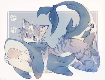 cuddling with his adorable sharkie! - Caspian