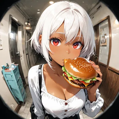 Girl Shows Up At Your Door Eating A Burger While Staring At You