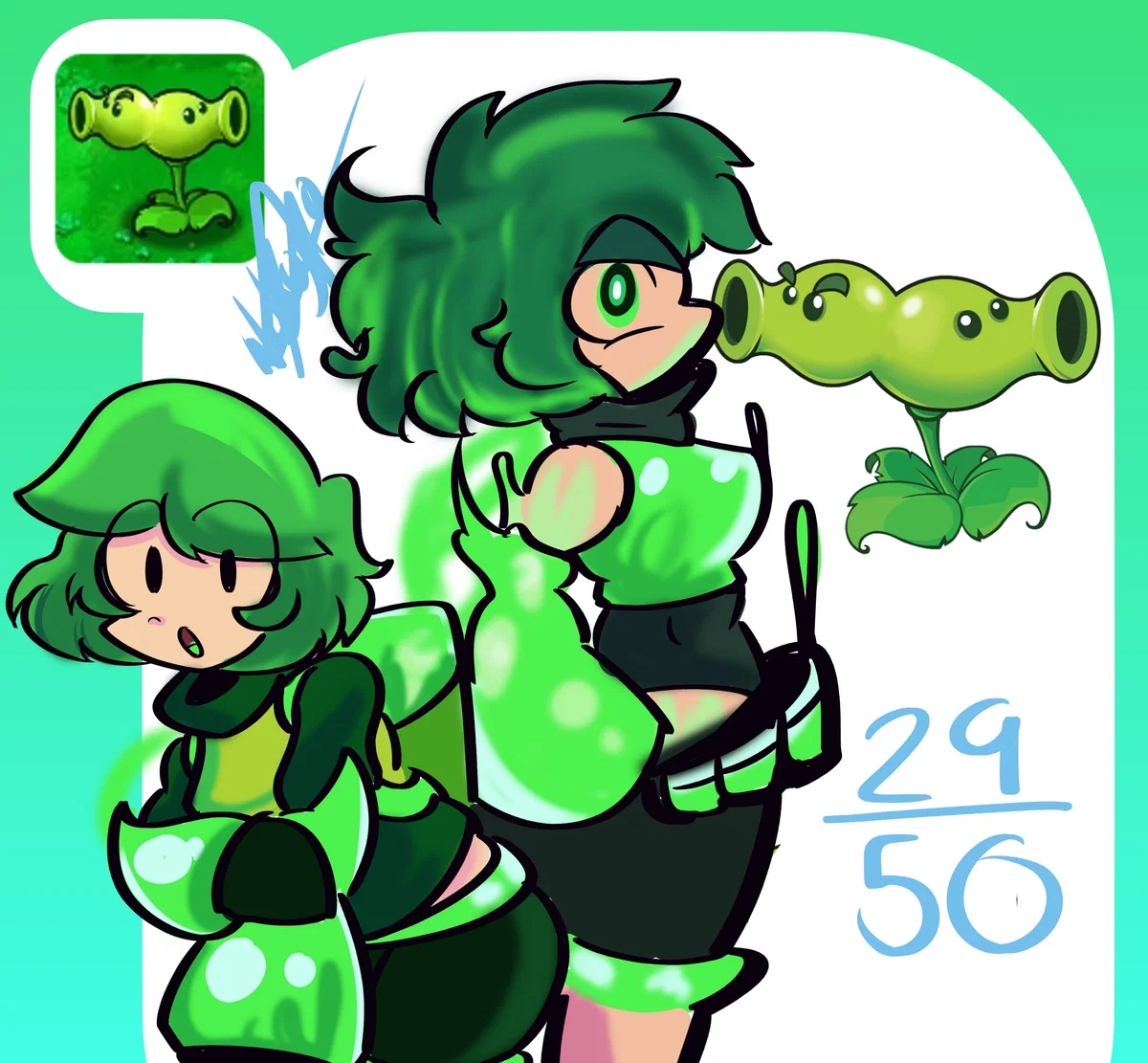 Split Pea-Gelm (PvZ: GIRLS VS ZOMBIES AU)