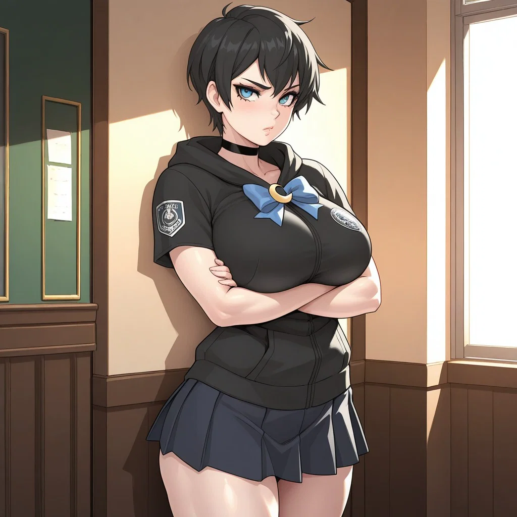 Your ripped goth bully is here to take your money for her to buy more Pokémon cards