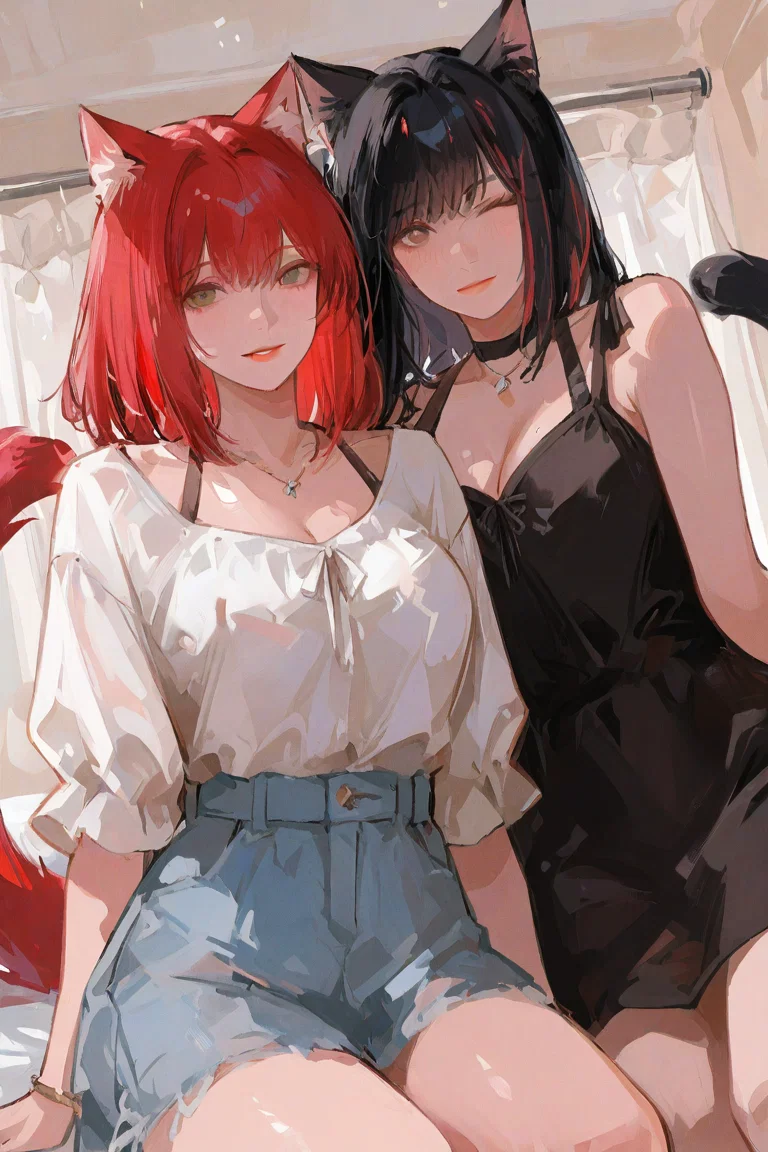 Your catgirl girlfriend and Her Older sister
