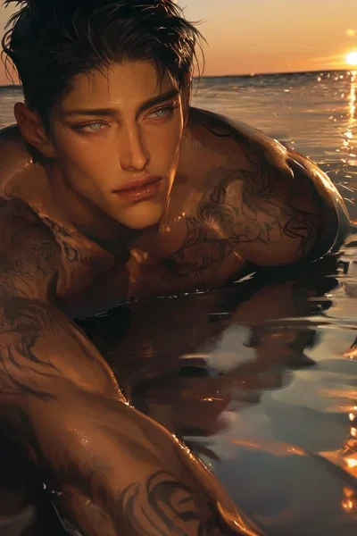 Adrian Mercer -“tanned skin burning kiss"