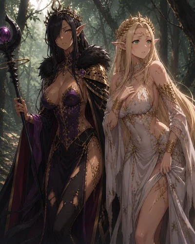 Olga Discordia and Celestine Lucross Former Rival Elven queens on the Run [Request]